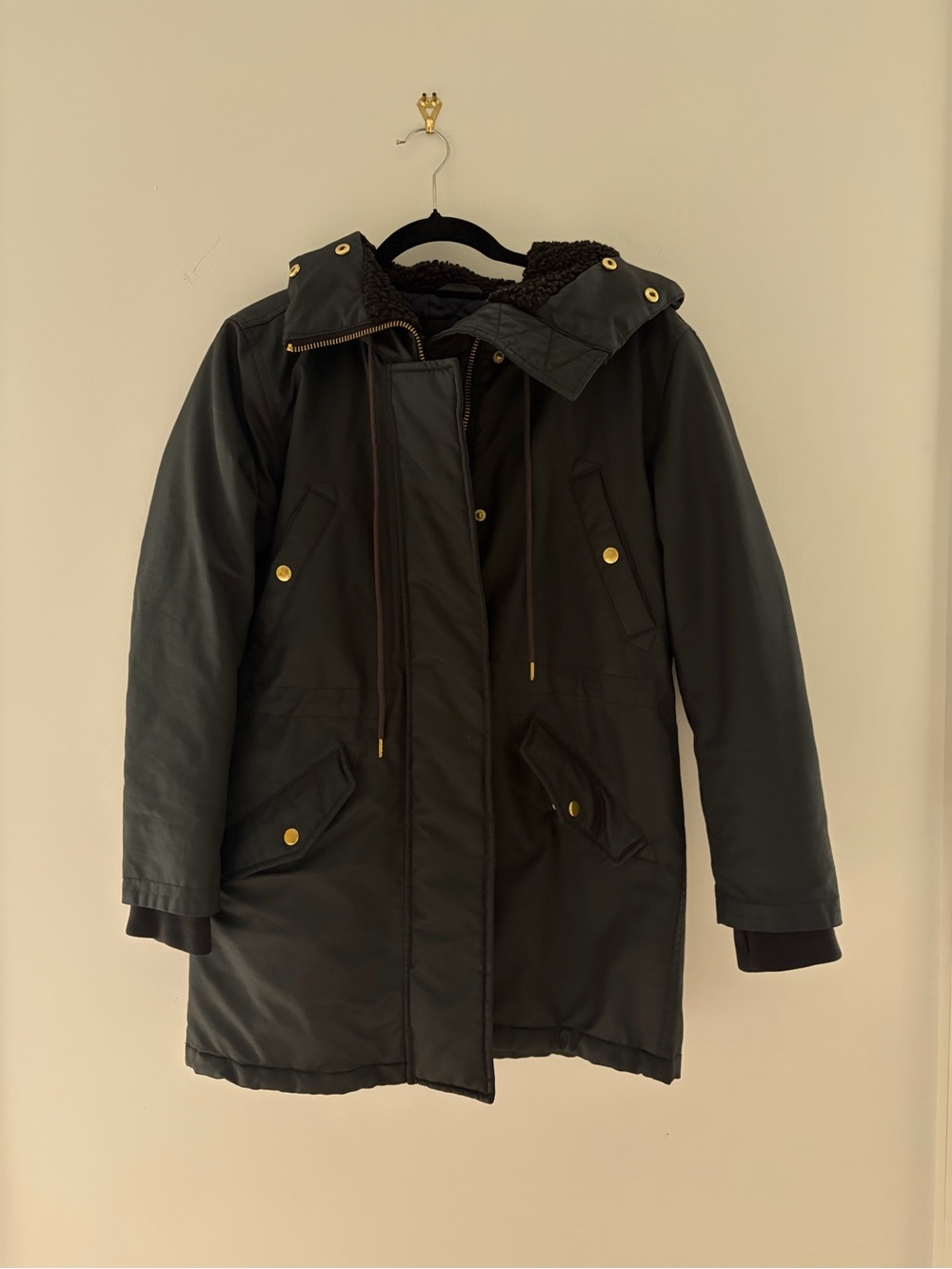 JCrew Black Hooded Parka Jacket